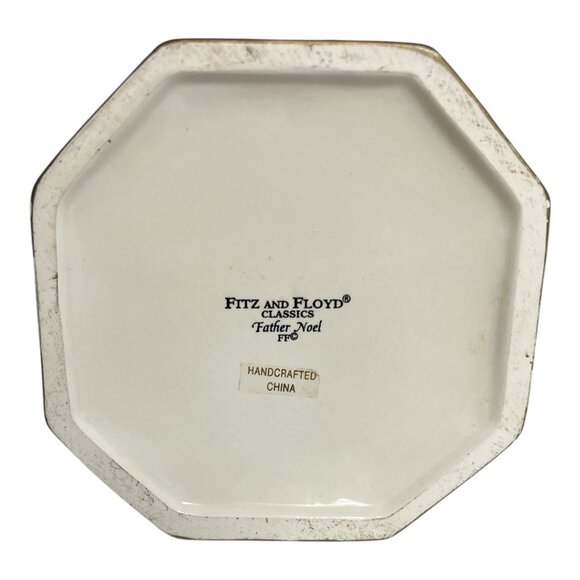 Fitz and Floyd Father Noel Octagon Lidded Box, Fruit & Ribbon Top, 1990s - Picture 6 of 7